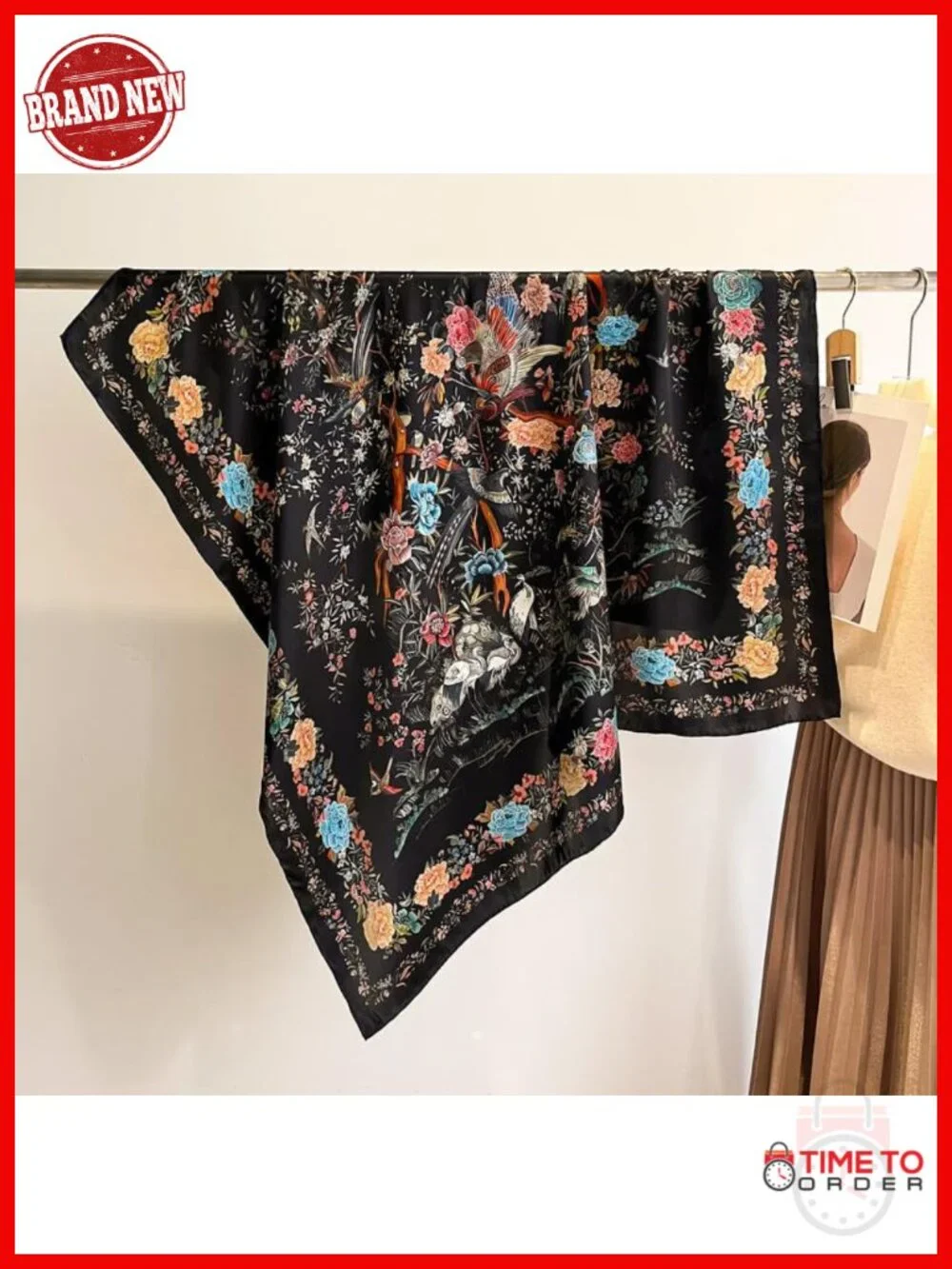 100% Pure Mulberry Silk Large Square Lightweight Fashion Scarf Headwrap Shawl
